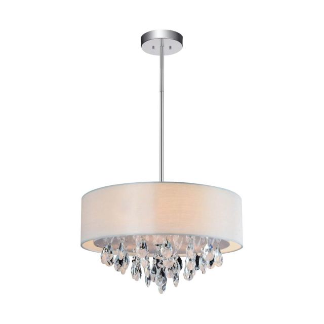 CWI Lighting Dash 3 Light 14 Inch Drum Shade Chandelier In Chrome 5443P14C (Off White)